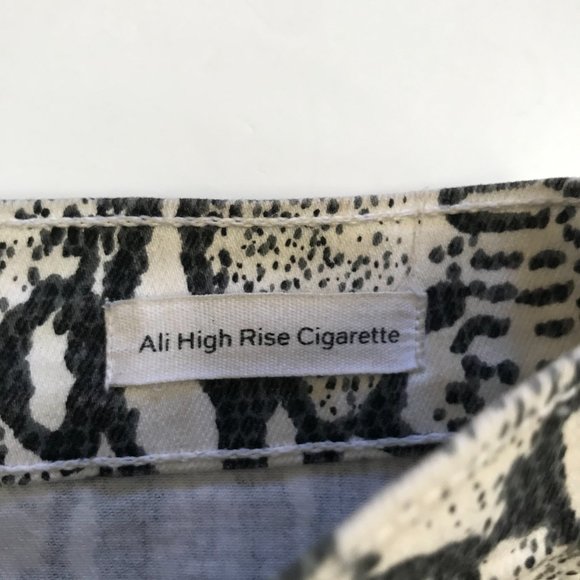 Frame Ali High Rise Skinny Cigarette Jeans Womens 27 Black Cream Python - Picture 8 of 12